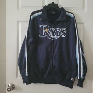 Men Size Large Stitches Tampa Bay Rays MLB Full Zip Sweater Color Blue
